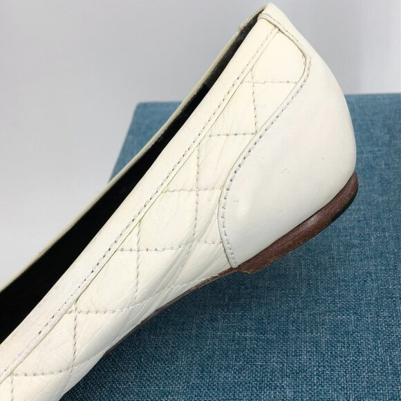 Burberry Off-White Leather Quilted "Stirrup" Buckle Ballet Flats size 39  = 8 - Picture 9 of 13